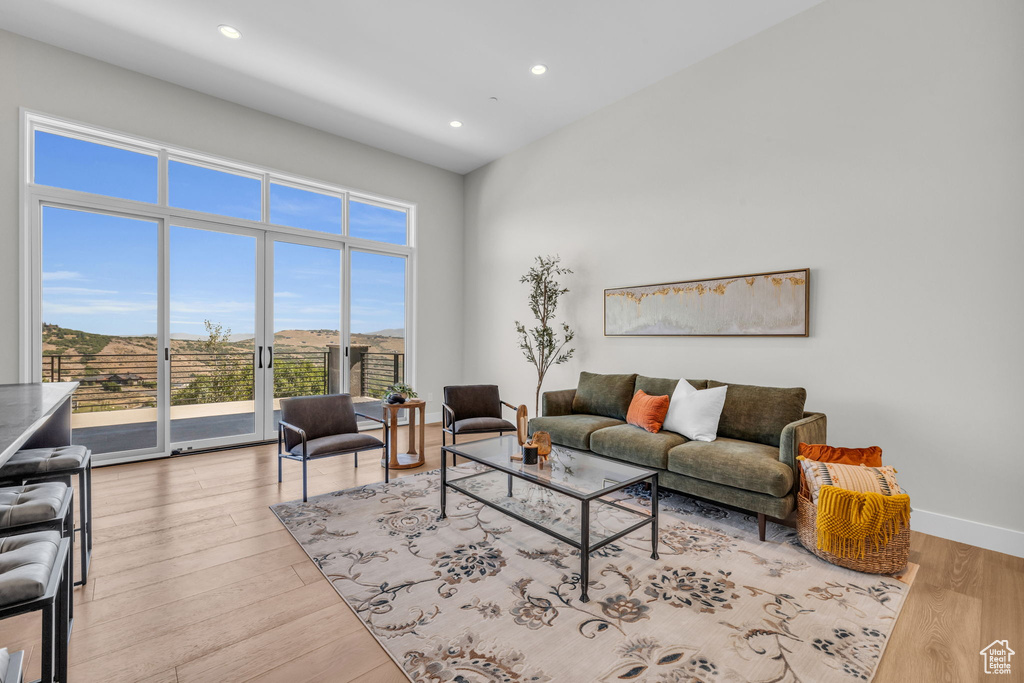 Living room featuring light wood-type flooring