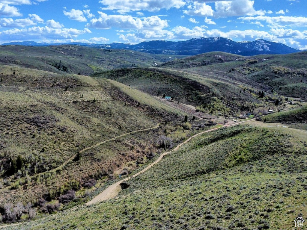 Birds eye view of property featuring a mountain view