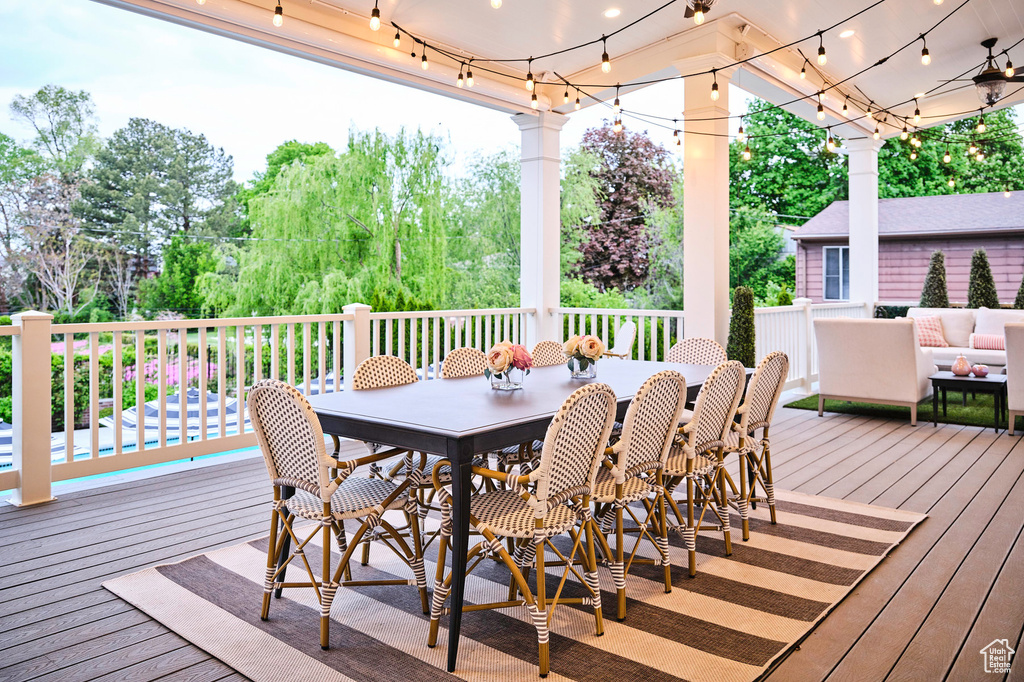 Deck with an outdoor living space