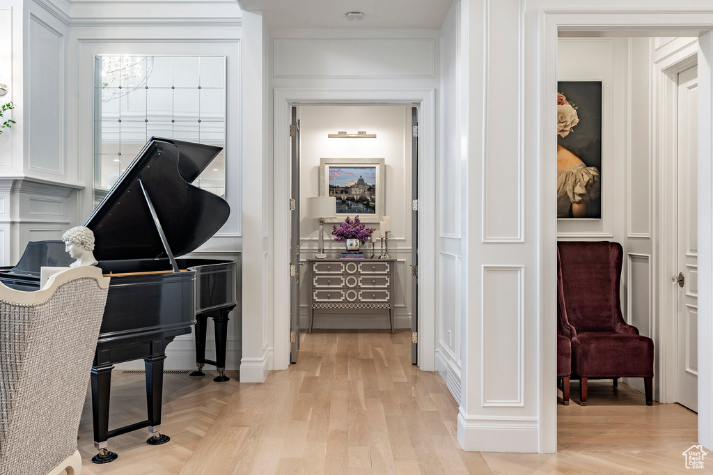 Miscellaneous room featuring light hardwood / wood-style floors