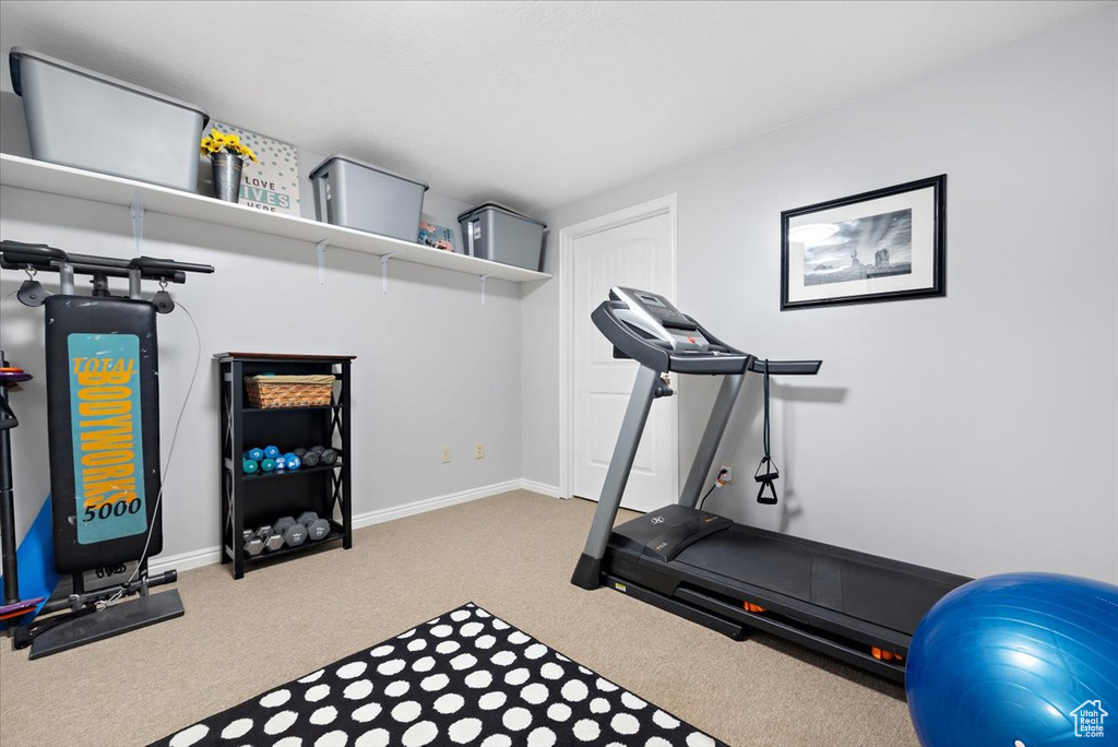 Workout area with carpet