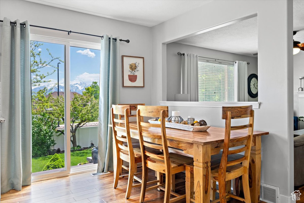 Dining room with light wood-type flooring