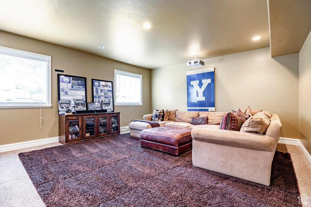 Living room with carpet flooring