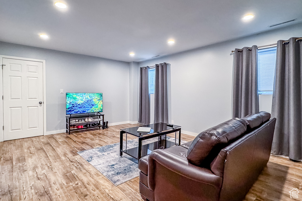 Living room featuring light hardwood / wood-style floors