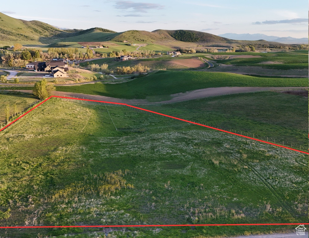 Bird's eye view featuring a rural view and a mountain view