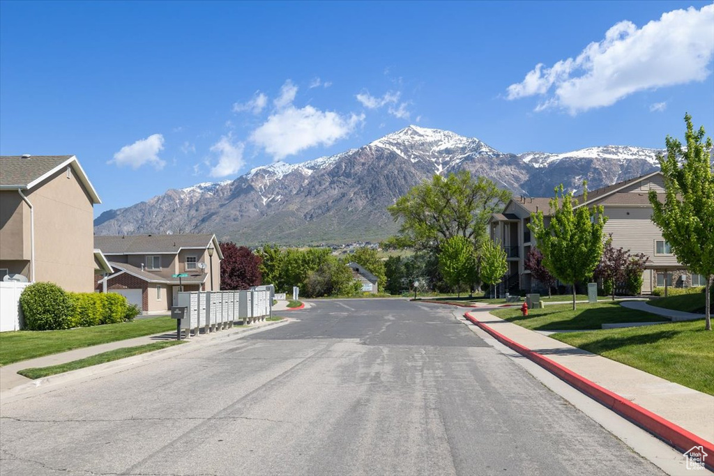 View of street with a mountain view