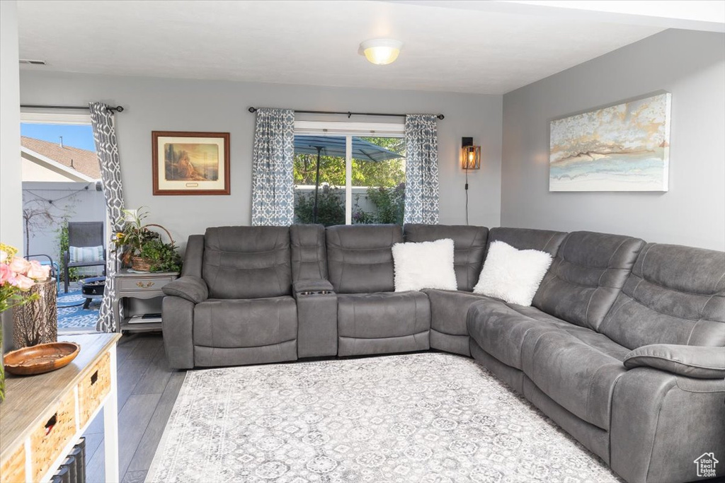 Living room featuring hardwood / wood-style flooring