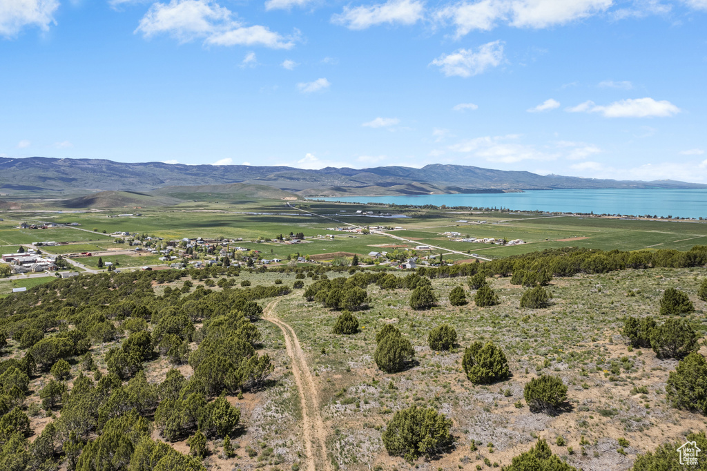 View of mountain background featuring a nearby body of water