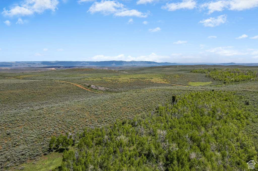 Drone / aerial view of a mountainous background