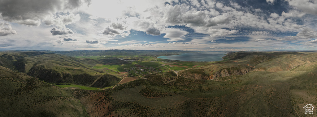 Mountain view featuring a water view