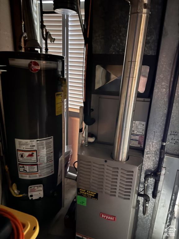 Utility room with heating utilities and water heater