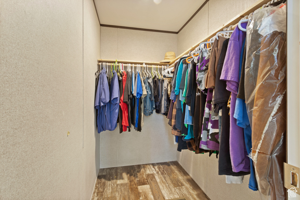 Walk in closet featuring hardwood / wood-style floors