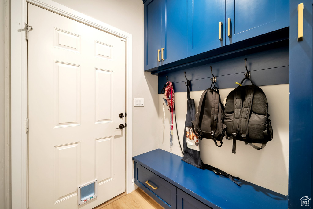 Mudroom featuring light hardwood / wood-style flooring