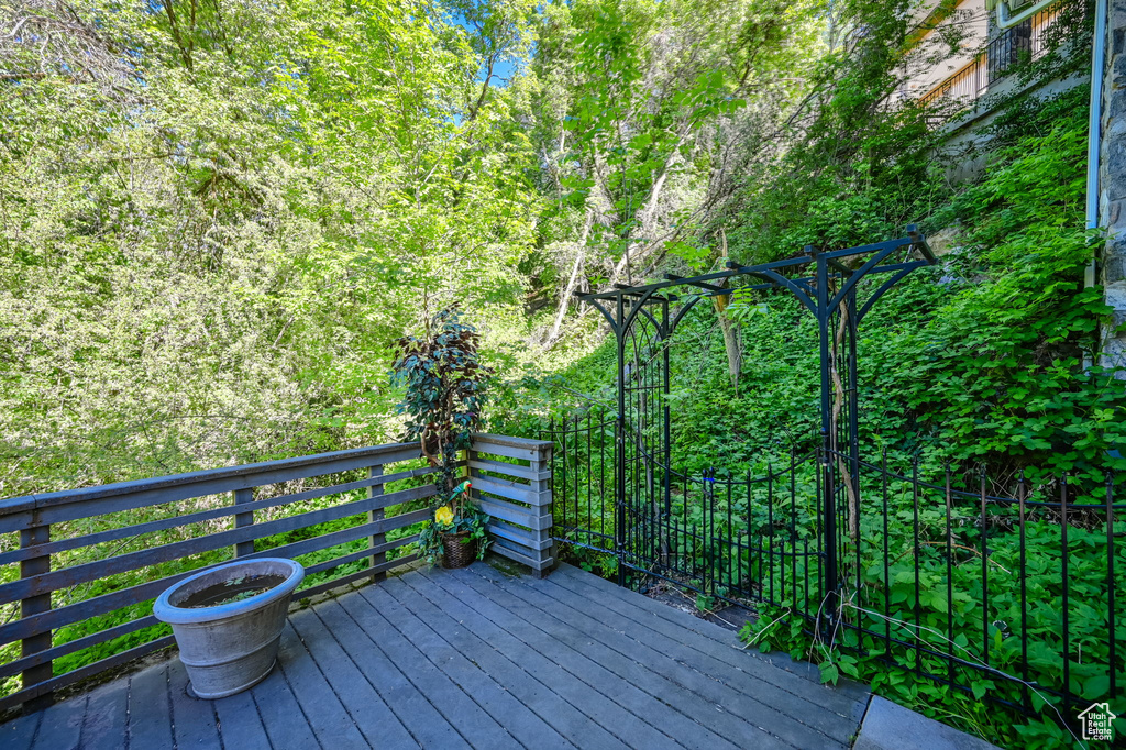 View of wooden deck