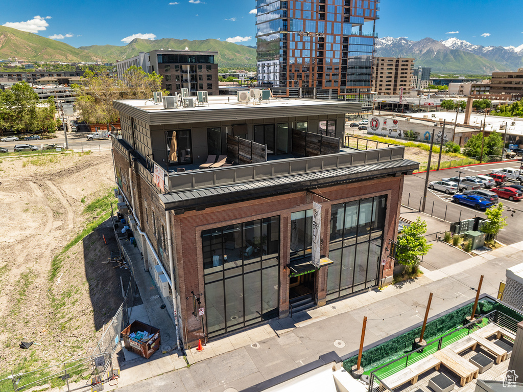 Exterior space with a mountain view