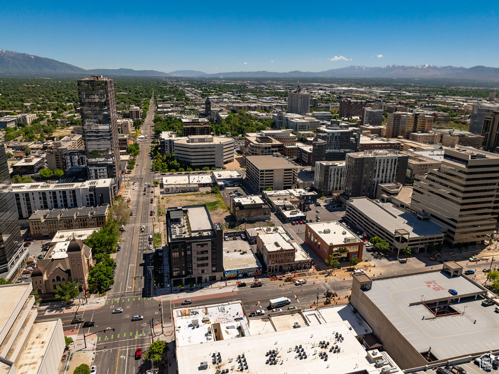 Drone / aerial view with a mountain view