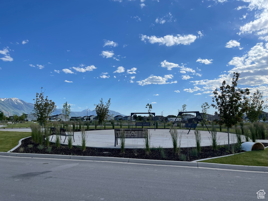 Exterior space with a mountain view