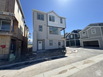 View of front of home featuring an attached garage and a residential view