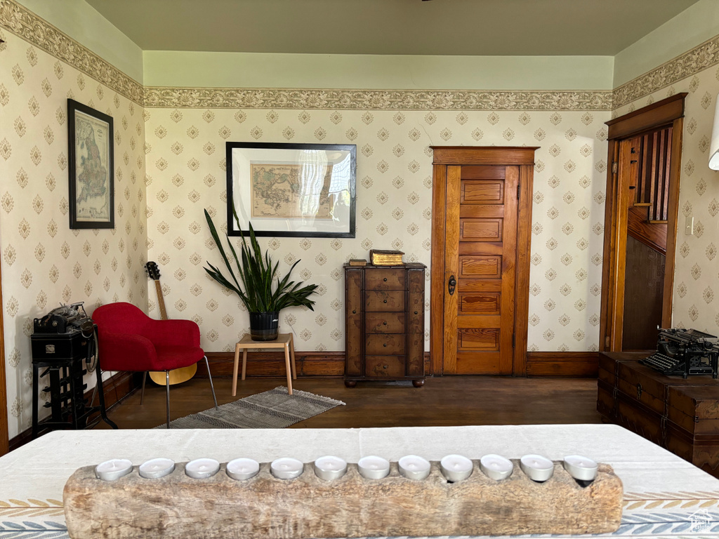 Bedroom featuring dark wood-type flooring