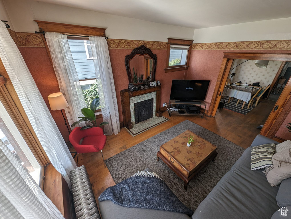 Living room featuring hardwood / wood-style floors