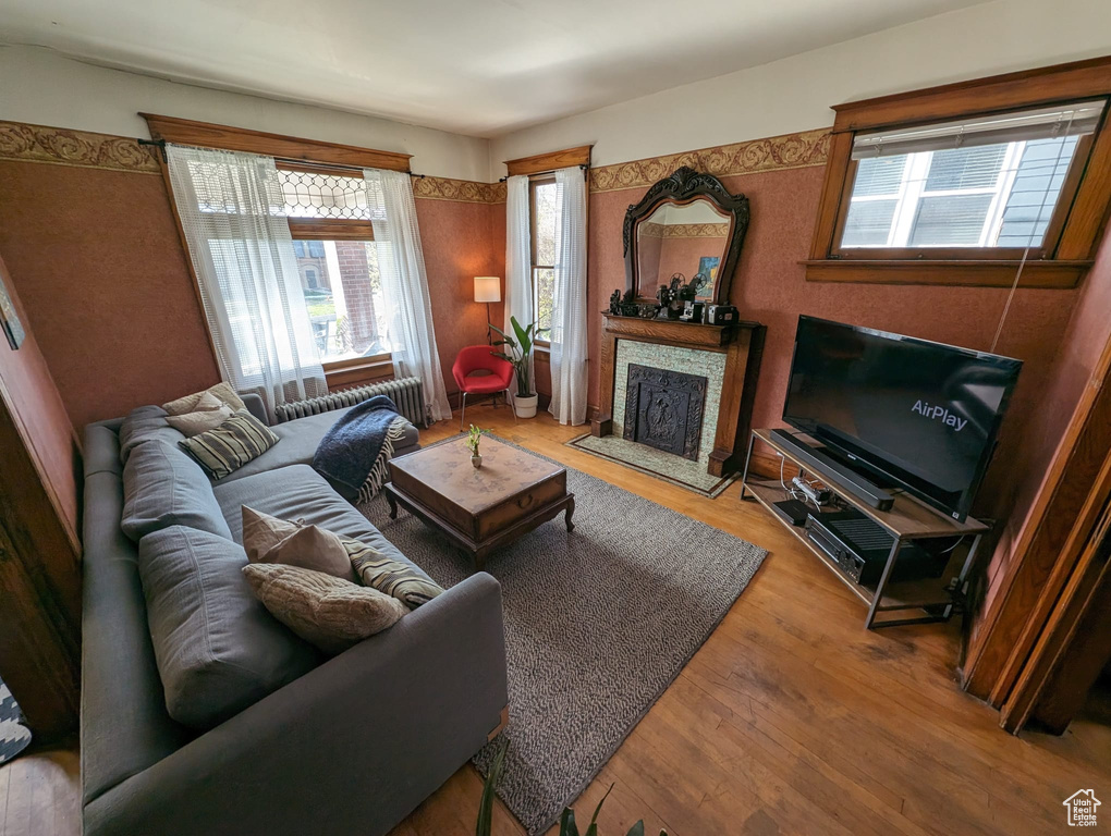 Living room featuring hardwood / wood-style floors