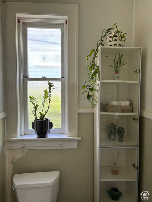 Bathroom with a healthy amount of sunlight and toilet