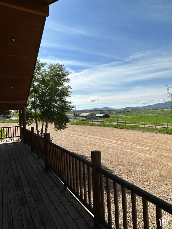 Deck featuring a rural view