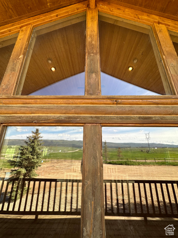 Exterior details with wood ceiling