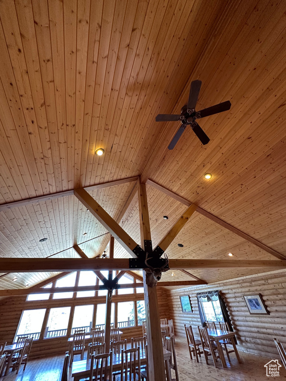 Interior details featuring beam ceiling and wood ceiling