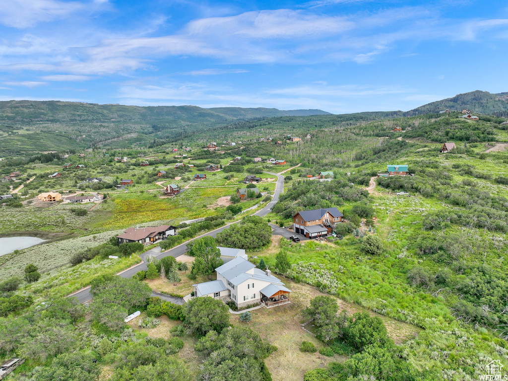 Drone / aerial view with a mountain view