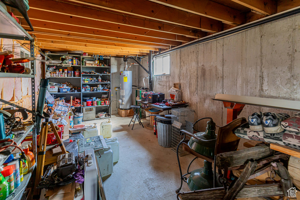 Basement with water heater