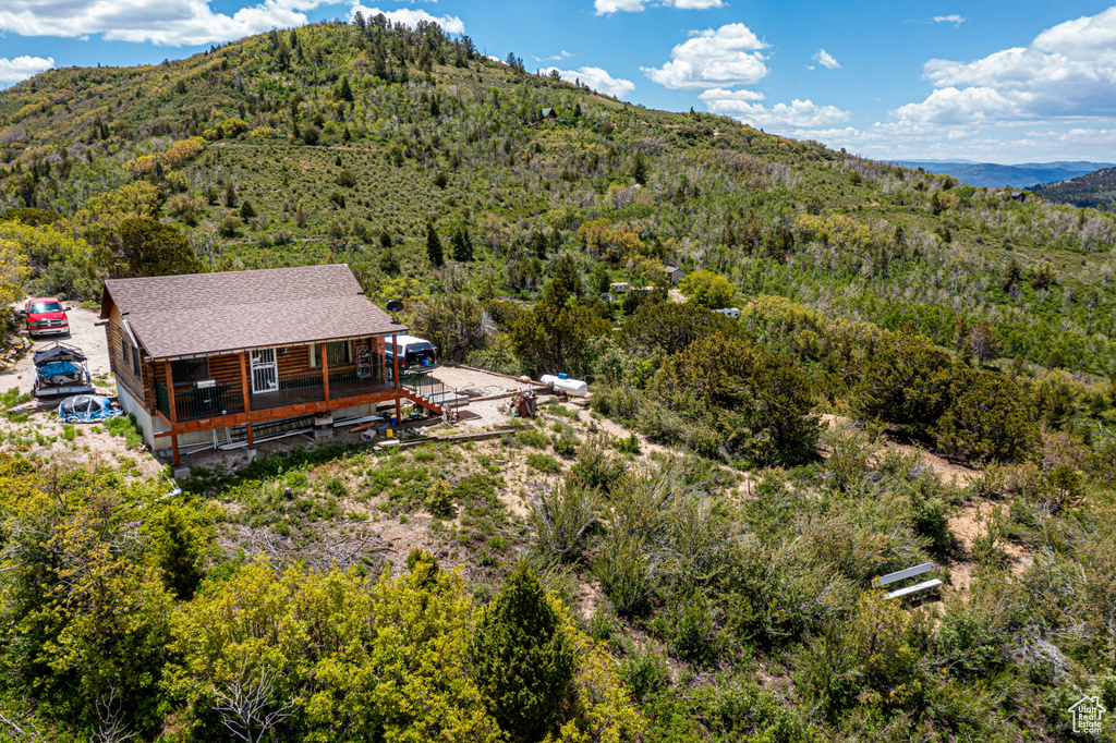 Drone / aerial view with a mountain view