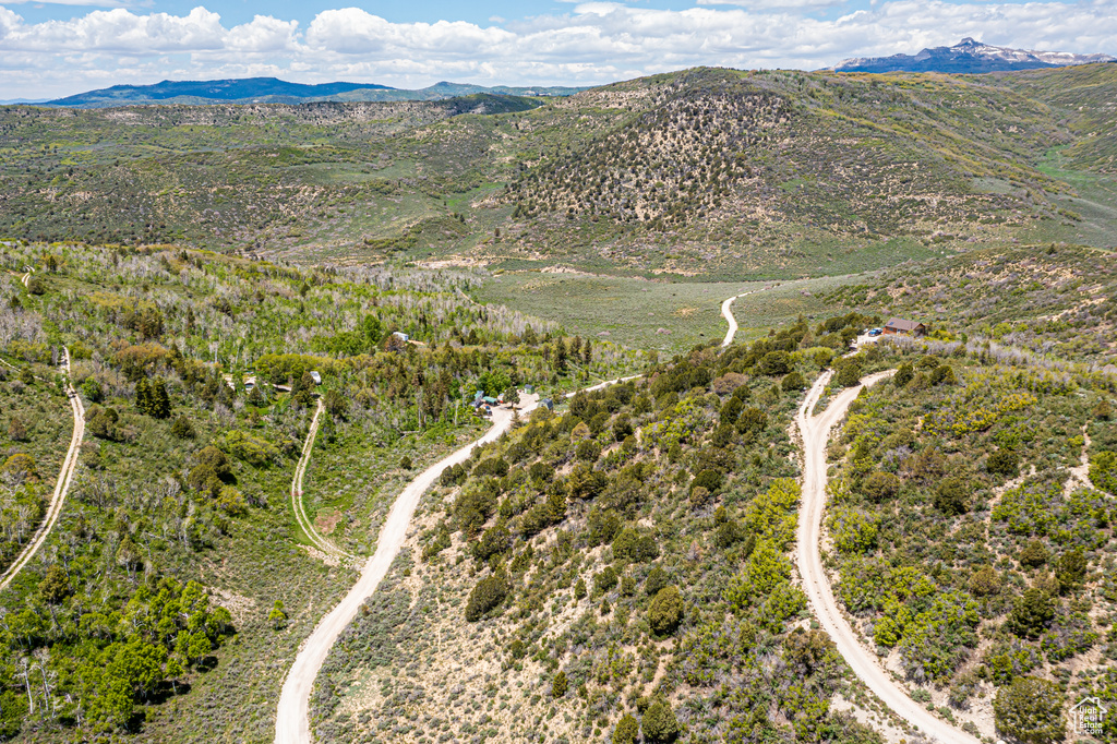 Aerial view with a mountain view