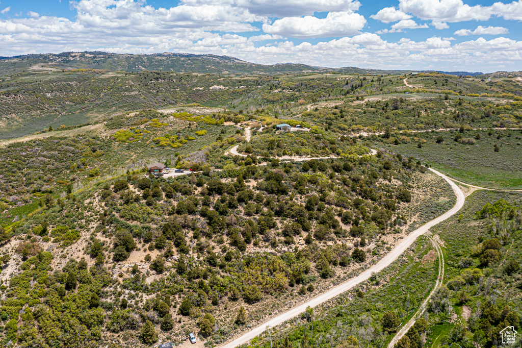 Aerial view with a mountain view