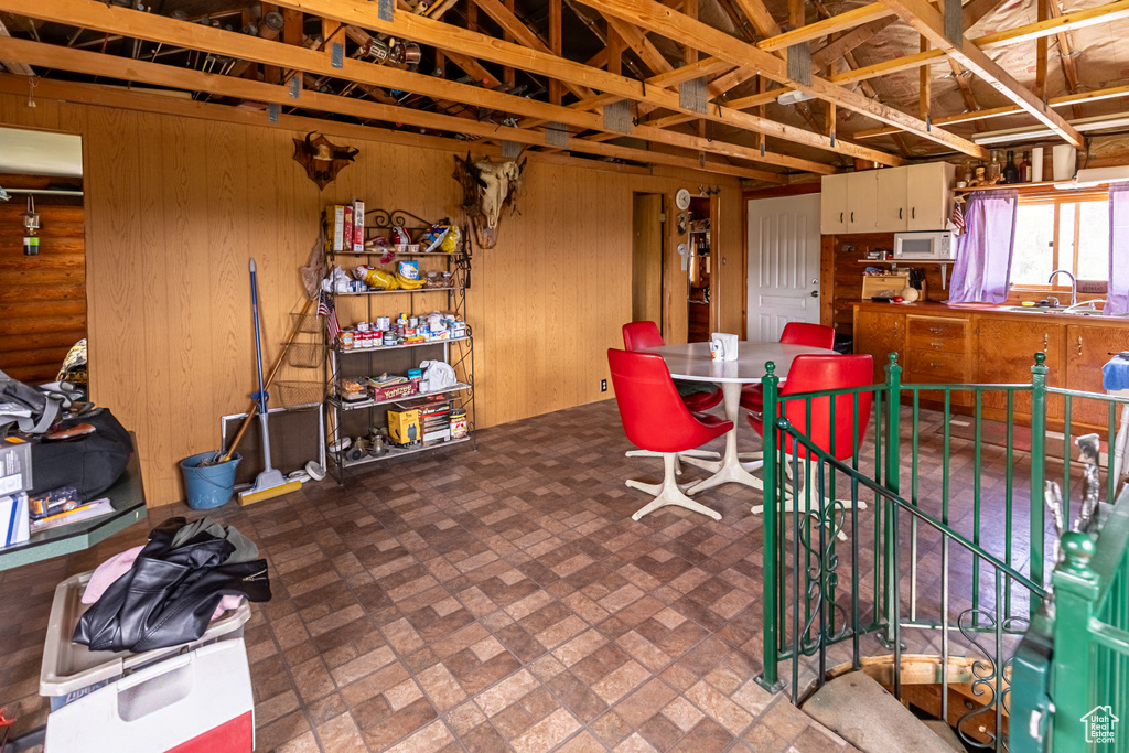 Interior space with tile flooring and sink