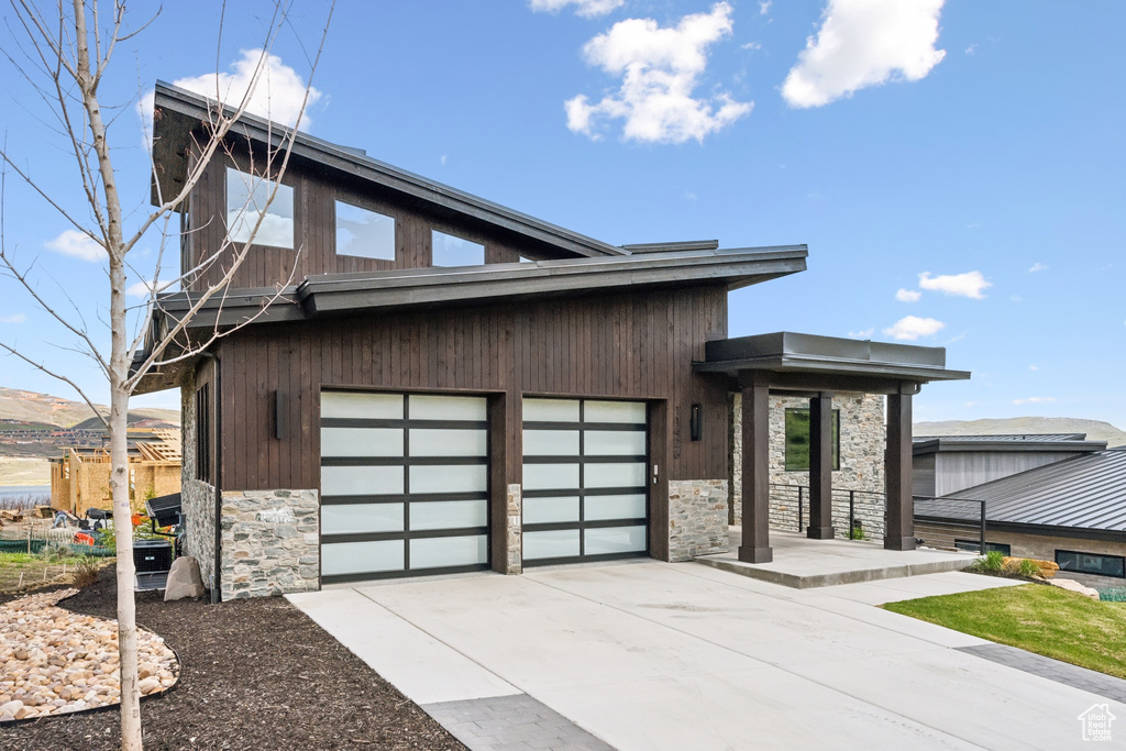 View of front of house with a garage