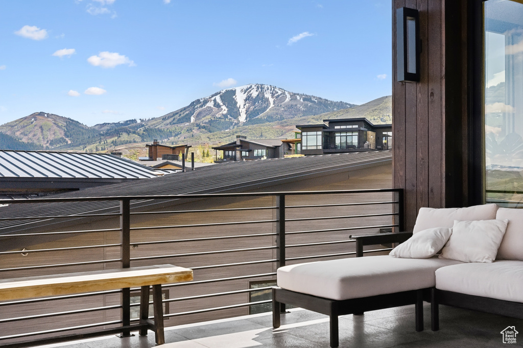 Balcony with a mountain view