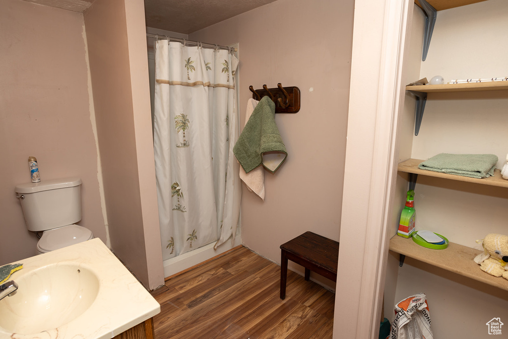 Bathroom featuring sink, hardwood / wood-style flooring, and toilet