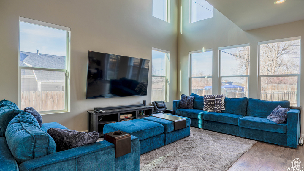 Living room featuring hardwood / wood-style flooring