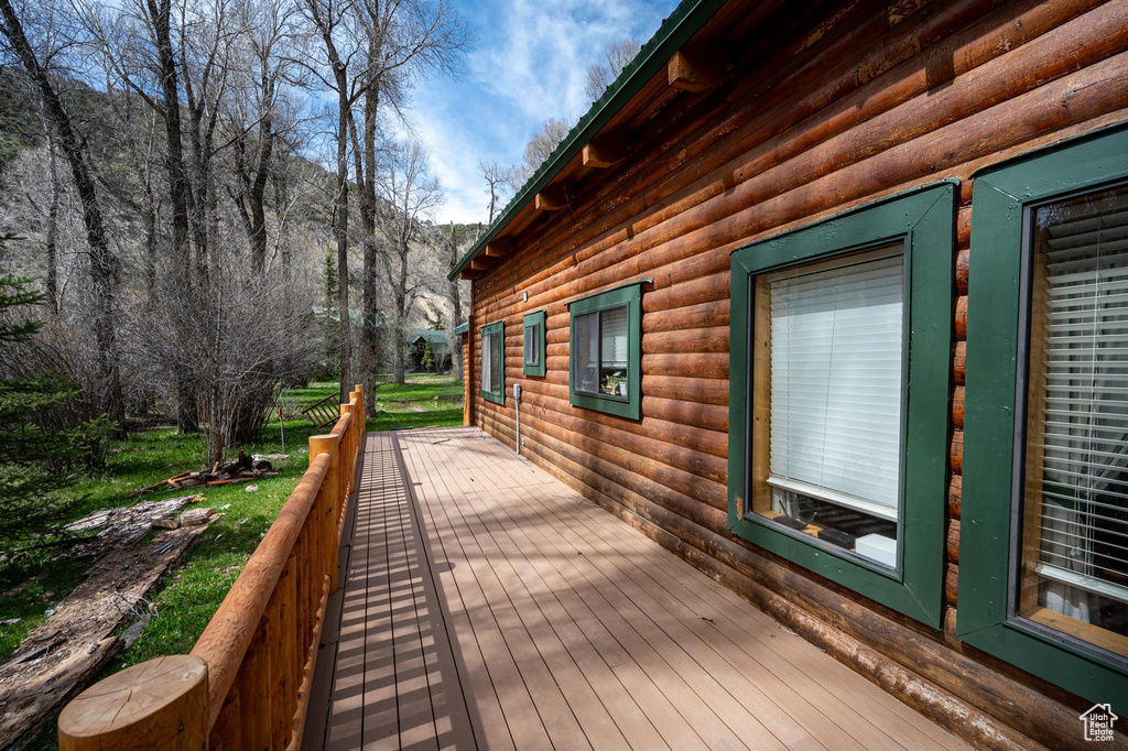 View of wooden deck