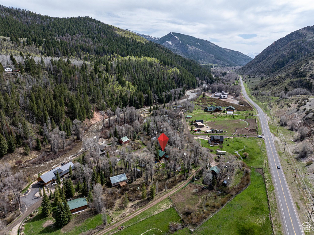 Bird's eye view featuring a mountain view