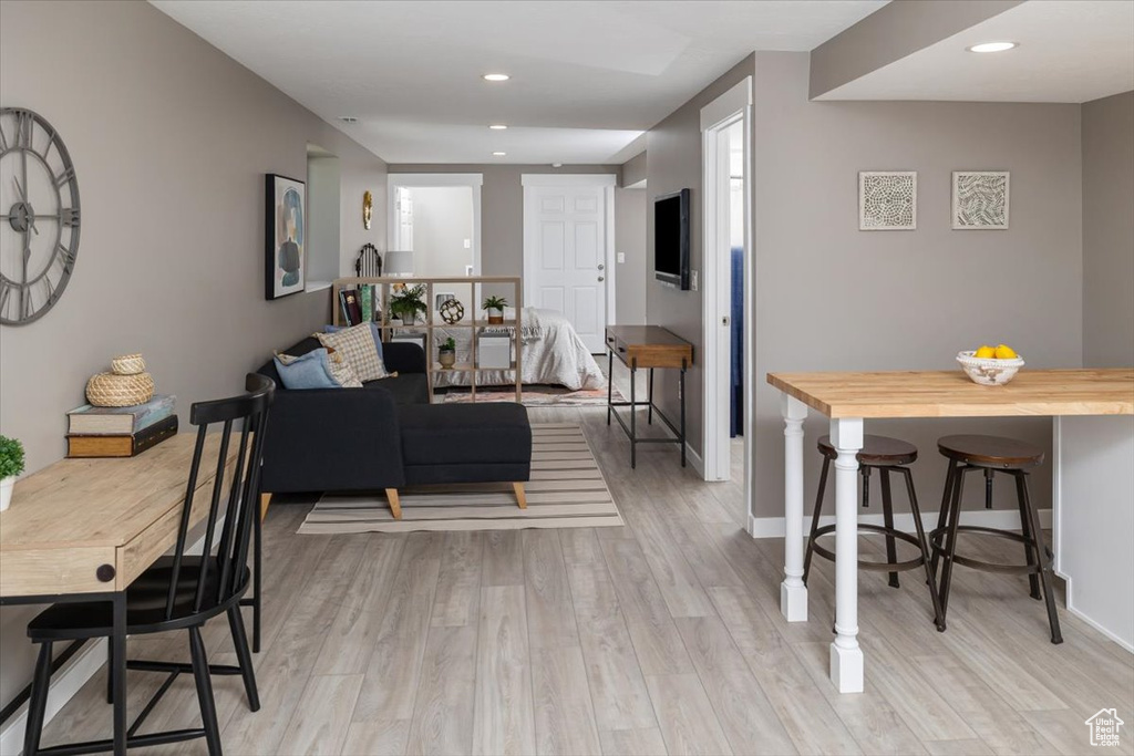 Living room featuring hardwood / wood-style flooring