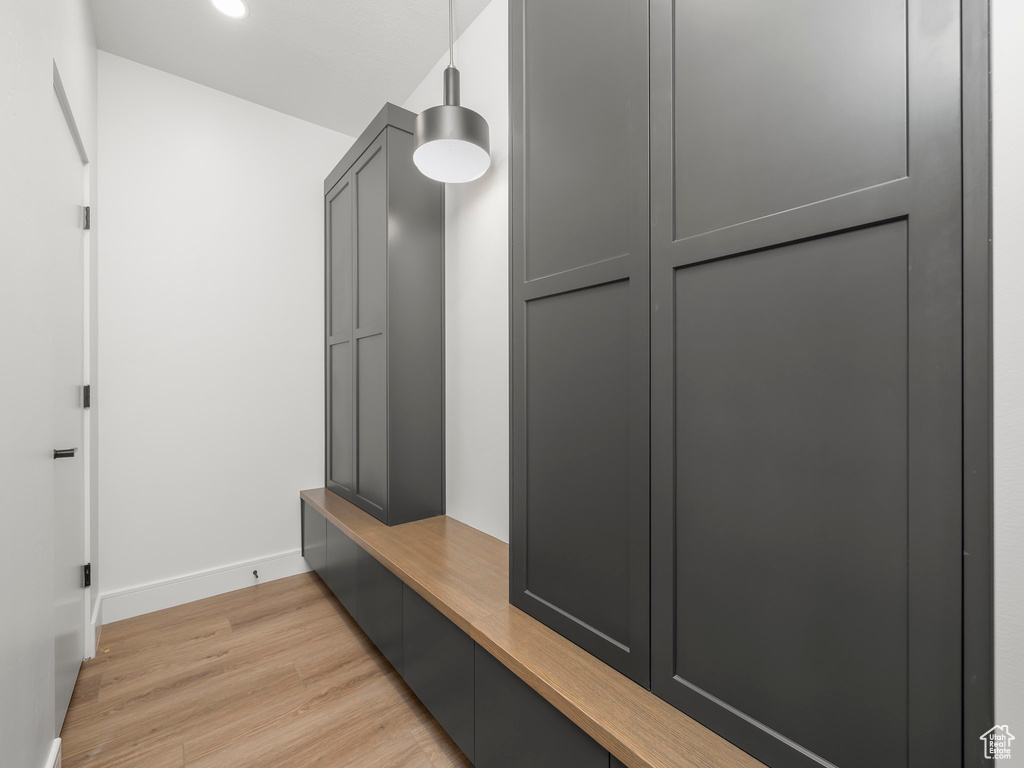 Mudroom featuring light hardwood / wood-style flooring