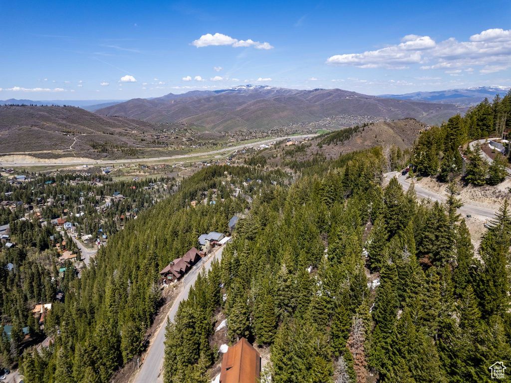 Aerial view with a mountain view