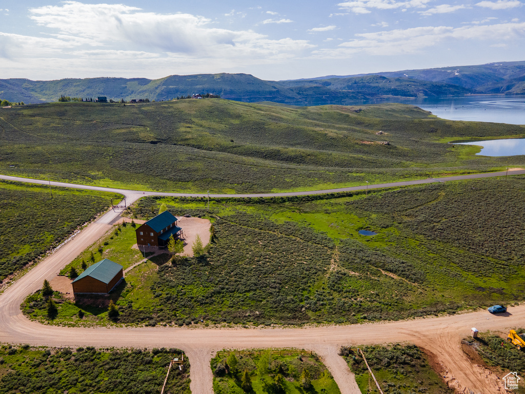 Bird's eye view with a mountain view