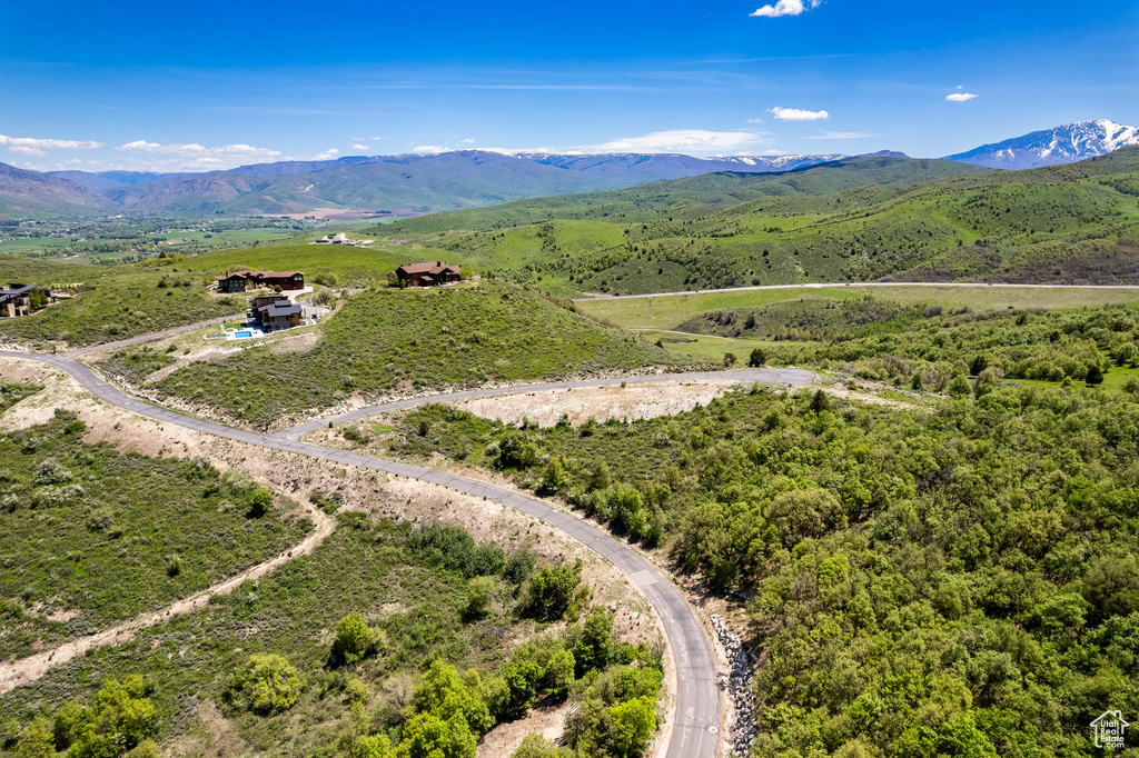 Drone / aerial view with a mountain view