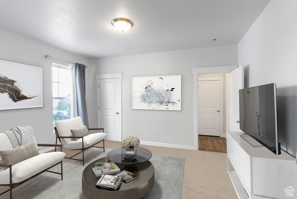 View of carpeted living room