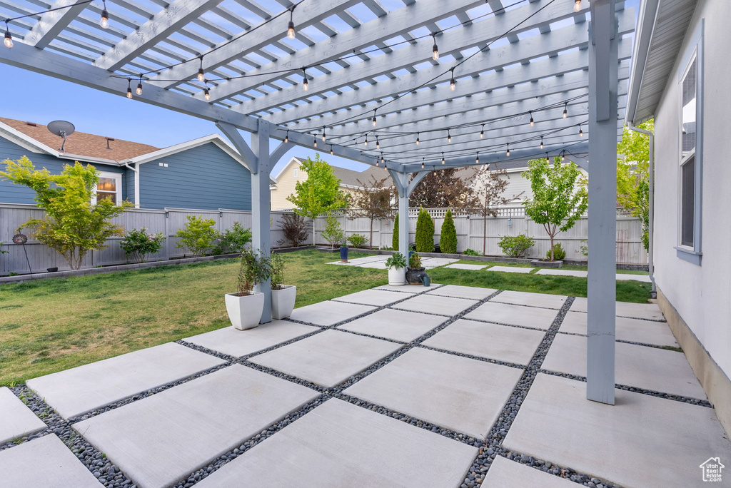 View of terrace with a pergola