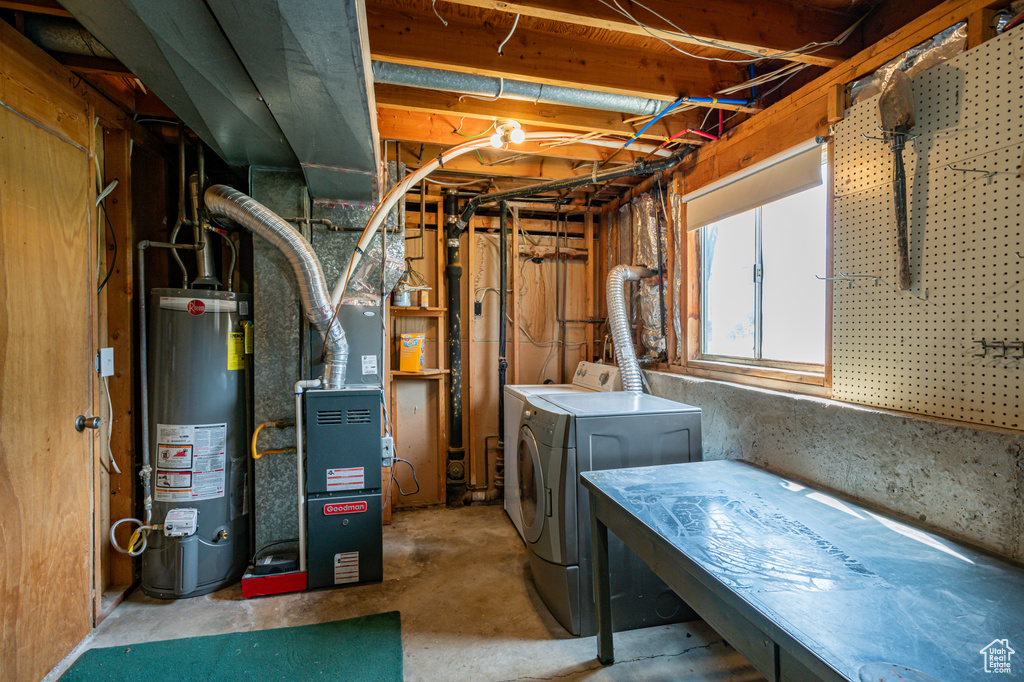 Basement with independent washer and dryer and gas water heater