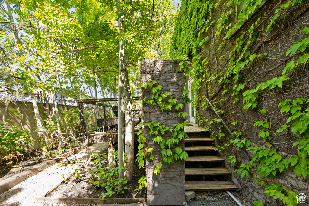 View of yard featuring a deck